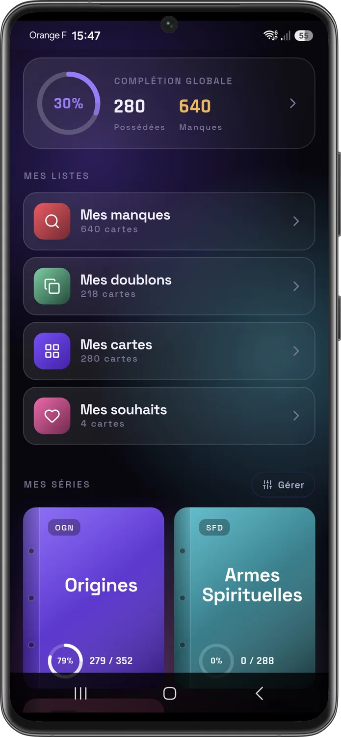 Accueil RiftCardex : progression de la collection Riftbound et listes